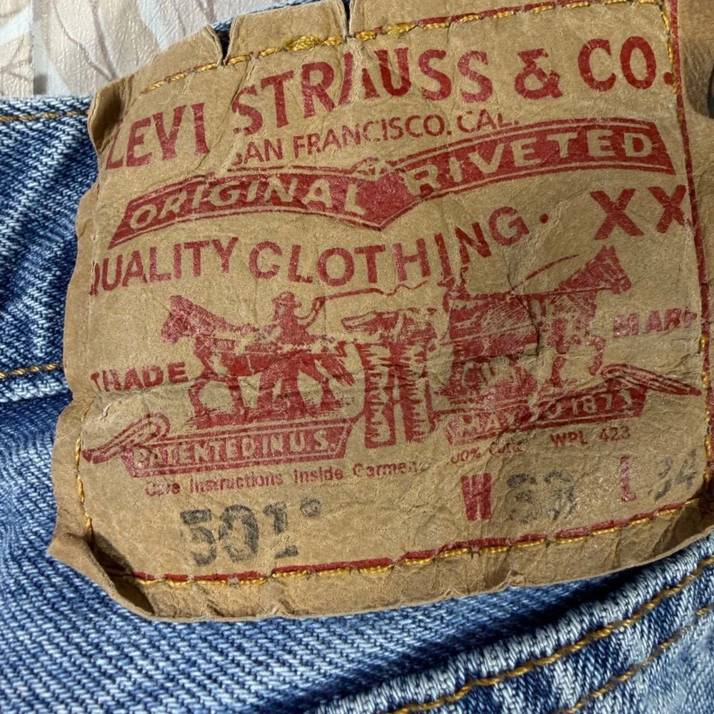 Vtg Levis 501 Original Straight Leg Button Fly Light Wash Jeans 90s Mens 32x34